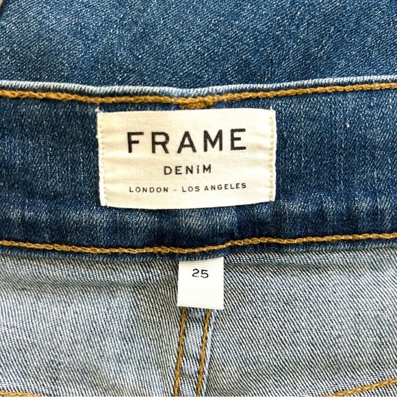 FRAME Denim Le Vintage Crop Jeans Flare Two-Tone Contrast Wide Fall Blue Size 25 - Picture 3 of 16